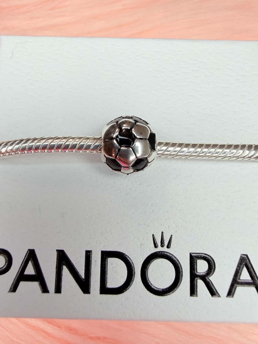 Pandora Silver Soccer Ball Charm with Black Panels